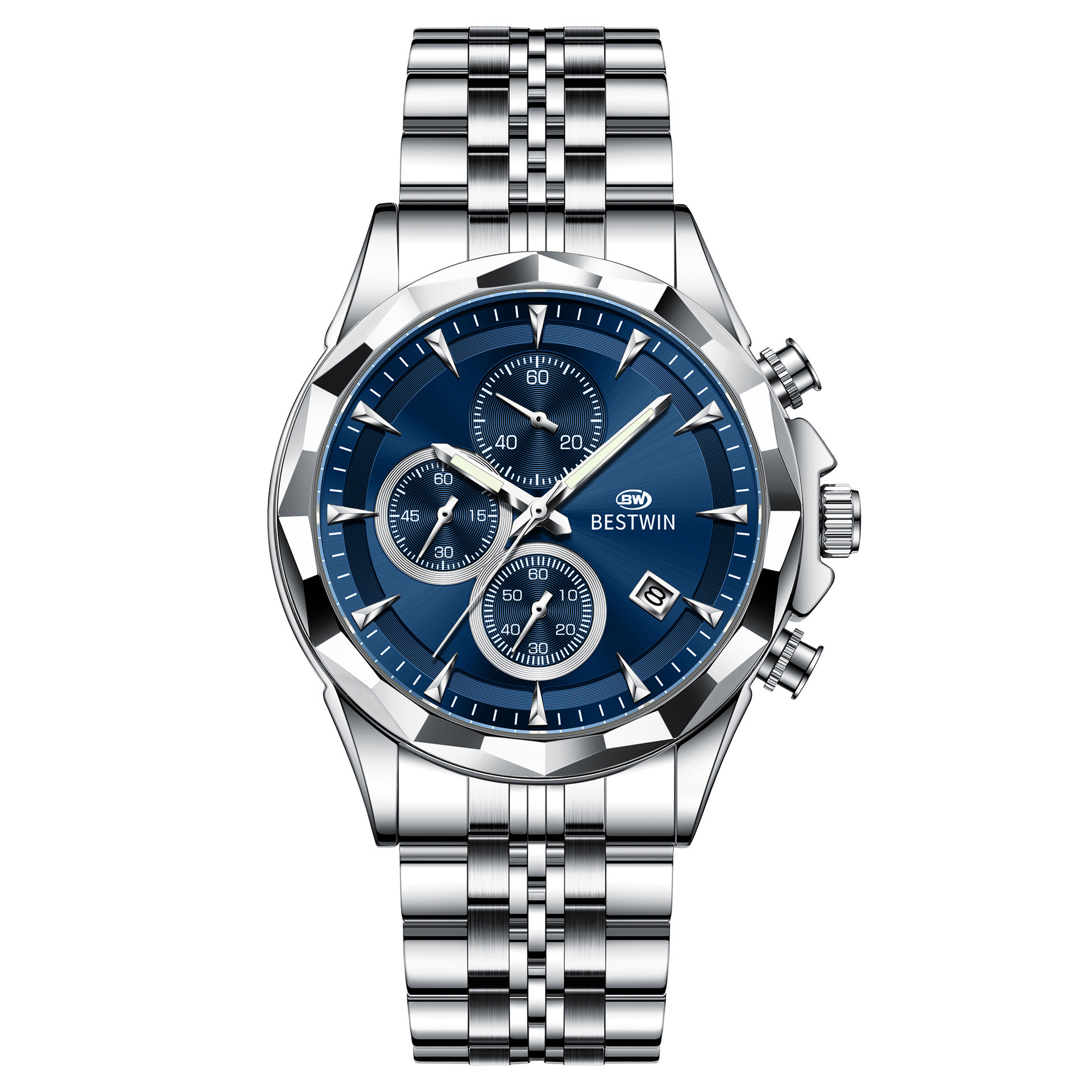 Men's Multifunctional Calendar Chronograph Stainless Steel Watch