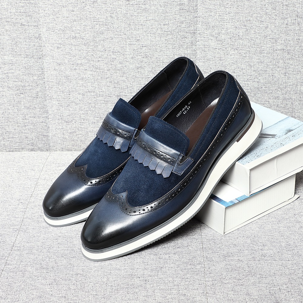 [Copy]GUYSTEP™Classic red and houndstooth breathable leather derby shoes