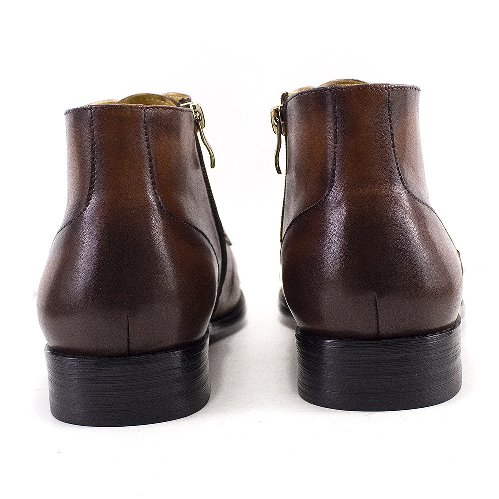 Men's pointed toe ankle boots, handcrafted, high-top, casual vintage style