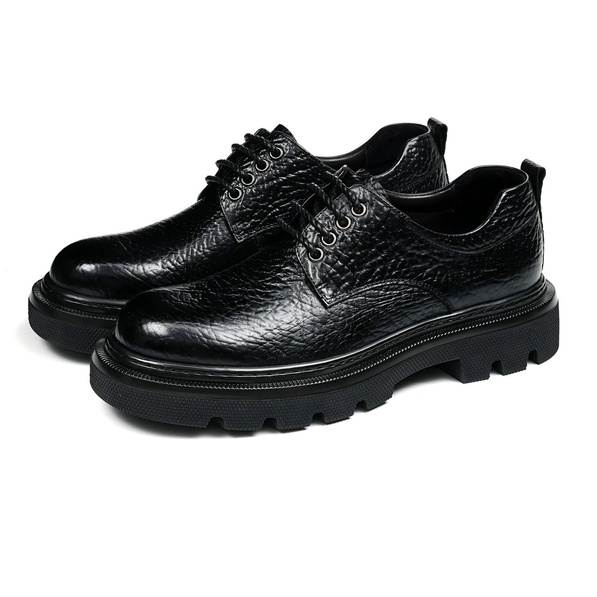 Stylish and Versatile Men's Plus-Size Genuine Leather Derby Shoes