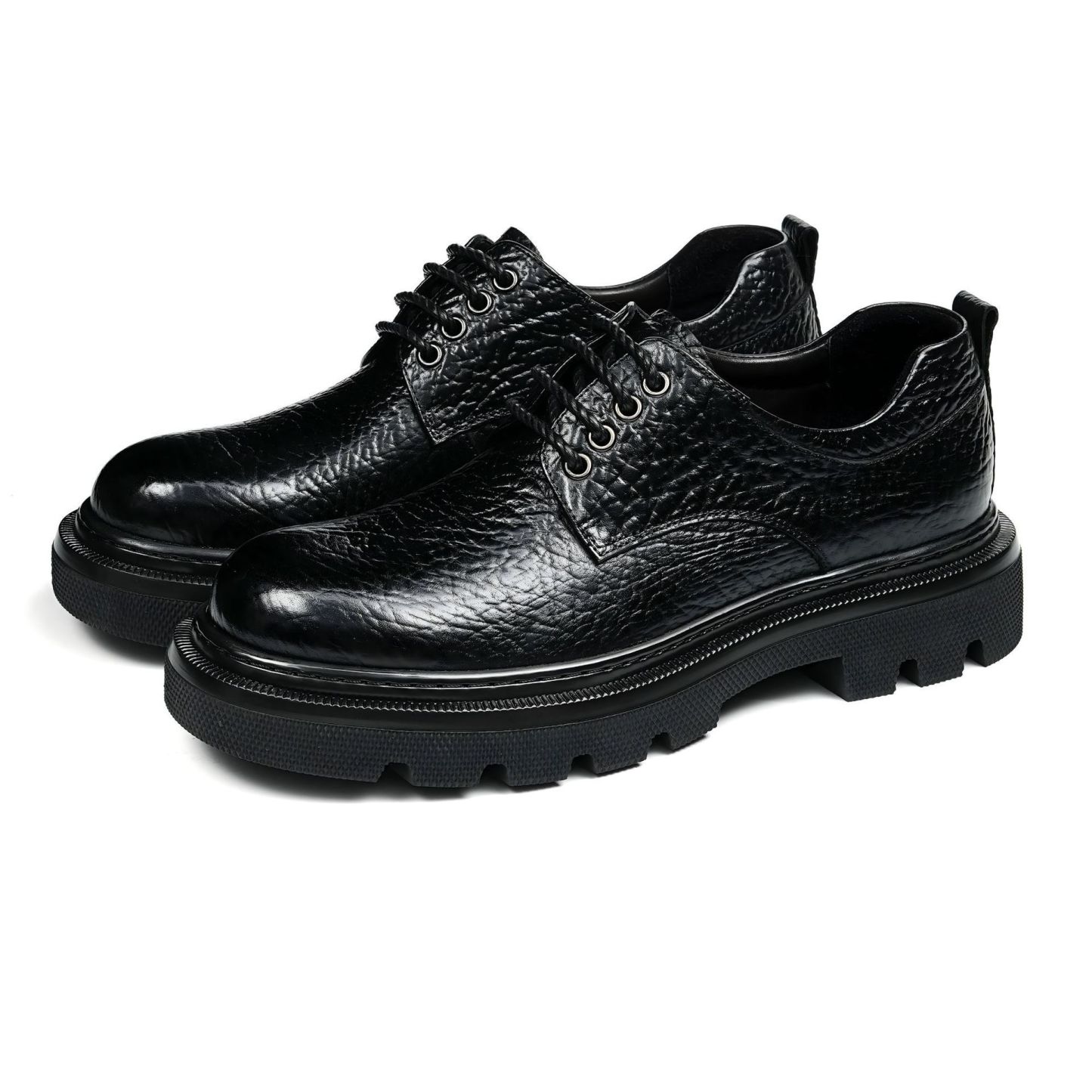 Stylish and Versatile Men's Plus-Size Genuine Leather Derby Shoes
