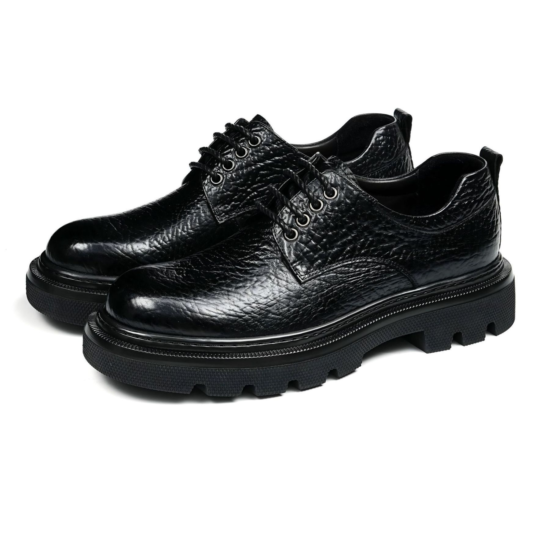 Stylish and Versatile Men's Plus-Size Genuine Leather Derby Shoes
