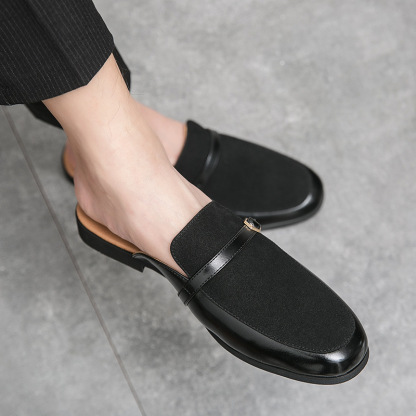 Trendy Heelless Half Slippers Casual Leather Shoes