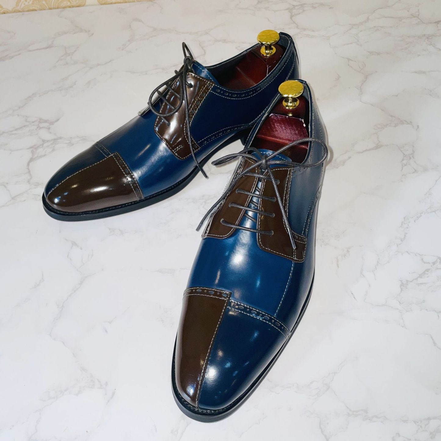 Color matching high-end versatile handmade business wear-resistant genuine leather men's casual formal leather shoes breathable and lightweight wedding shoes