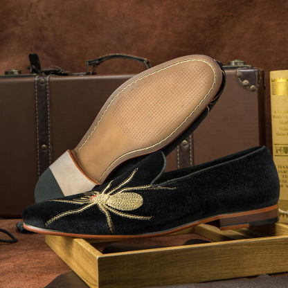 [Strong factory GAO quality] Loafers men's cowhide penny shoes business velvet leather shoes men