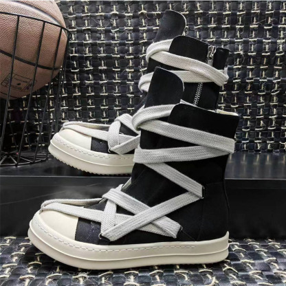 RO trendy shoes summer high top men and women street hip-hop shoes five-pointed star mesh rivet bottom niche design high top canvas shoes