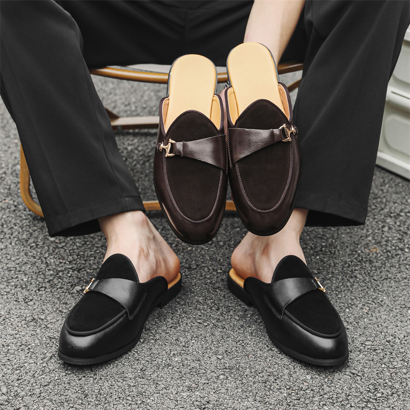 British-style light luxury backless breathable men's shoes