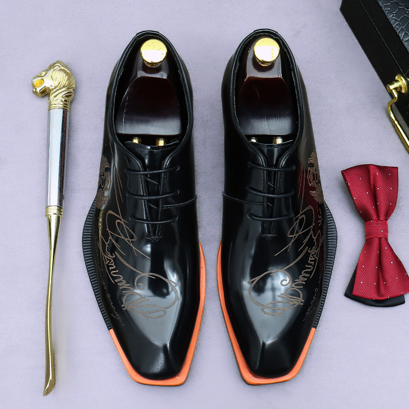 [Copy]Men's high-end quality color matching business casual Oxford shoes first layer cowhide