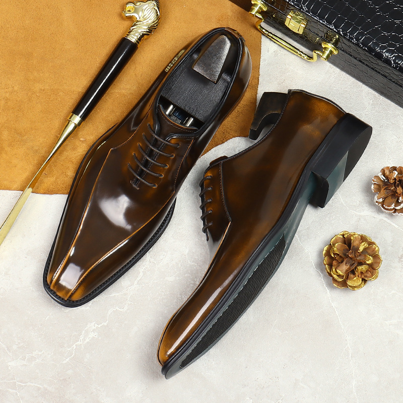 Men's stylish genuine leather pointed toe oxford shoes