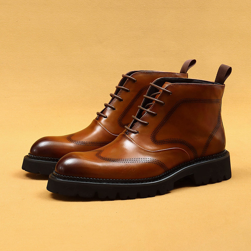 Men's winter Martin boots high-top leather thick-soled shoes