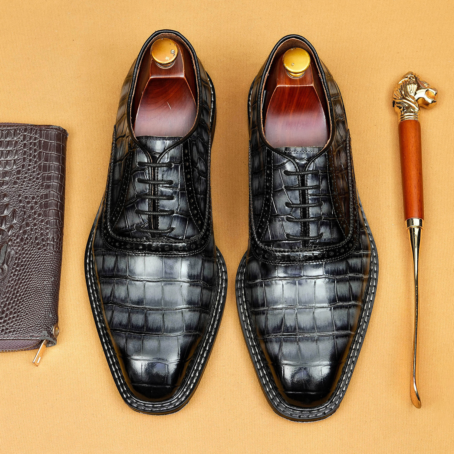 2026 New Men's Top-Grain Leather British Style Business Formal Oxford Shoes