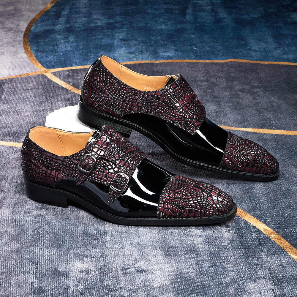 Handmade burgundy leather monk shoes