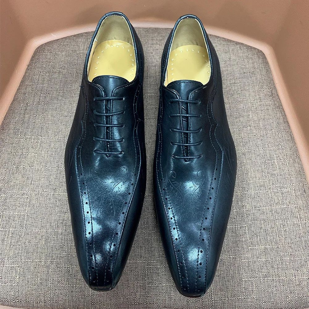 GUYSTEP™Men's business casual shoes brown carved Oxford shoes