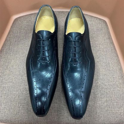 GUYSTEP™Men's business casual shoes brown carved Oxford shoes