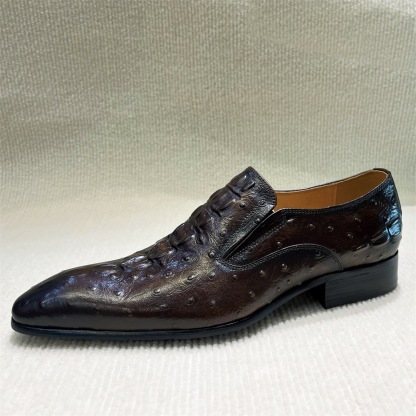 [Copy]Exquisitely carved dark brown loafers, luxurious and elegant texture highlights gentleman style