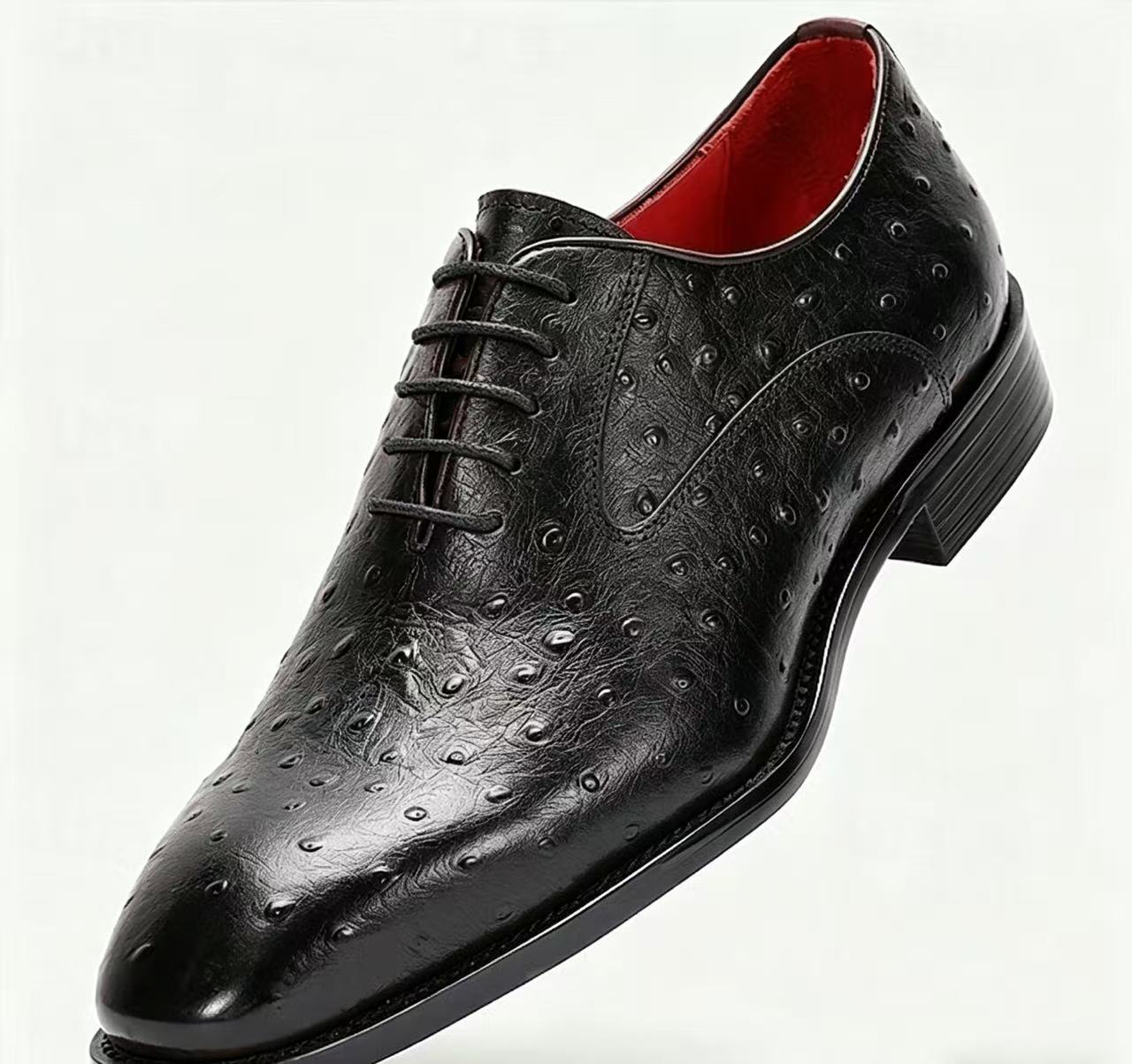 Men's genuine leather ostrich pattern Oxford shoes