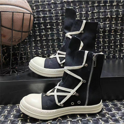RO trendy shoes summer high top men and women street hip-hop shoes five-pointed star mesh rivet bottom niche design high top canvas shoes
