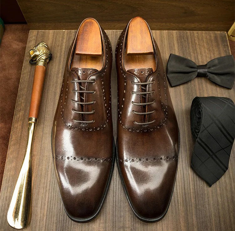 [Quality] Men's business formal leather shoes, cowhide British style brogue Oxford shoes for men