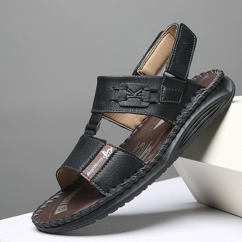 Men's non-slip and wear-resistant genuine leather slippers