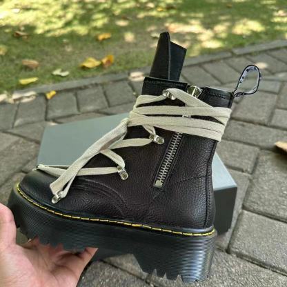 RO joint thick-soled lychee-grained joint Martin boots for men and women with side zippers, top-layer cowhide boots, motorcycle high street shoes