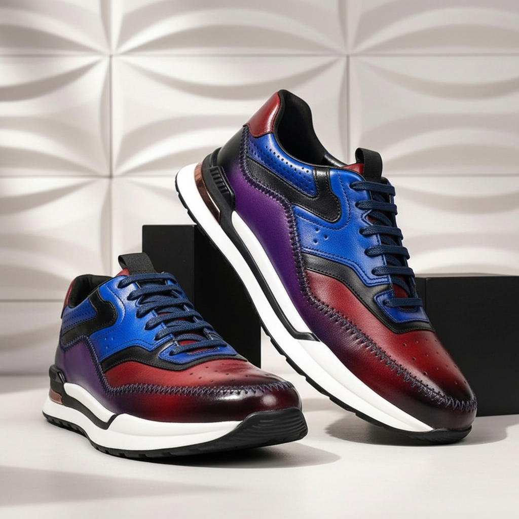 Men’s Premium Cowhide Leather Casual Sneakers – Multiple Colors
