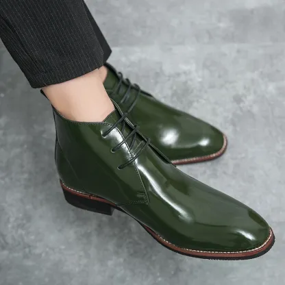 Patent Leather Luxury Brand Chelsea Designer Boots Wedding Dress Formal Man Ankle Business Winter Elegant Shoes for Men Footwear