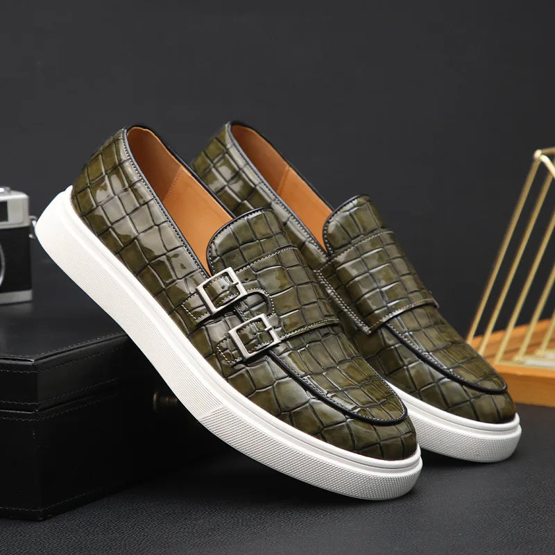 Men's simple side buckle casual loafers