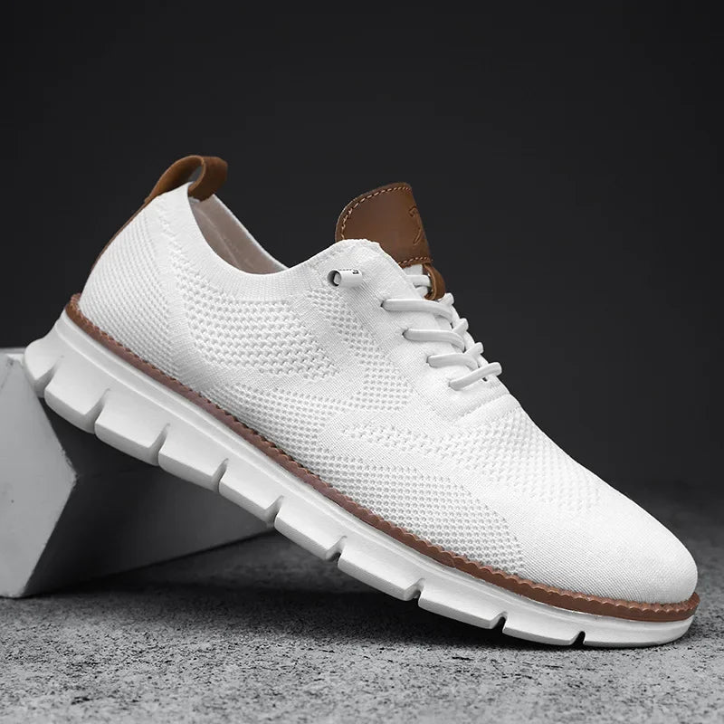 Men top design breathable leather mesh sneakers running shoes
