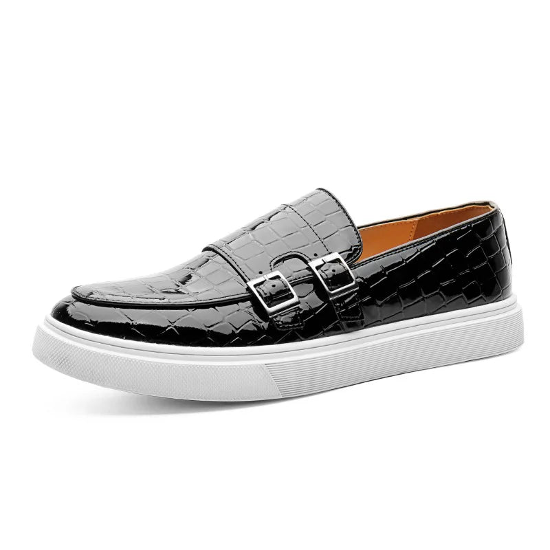 Men's simple side buckle casual loafers