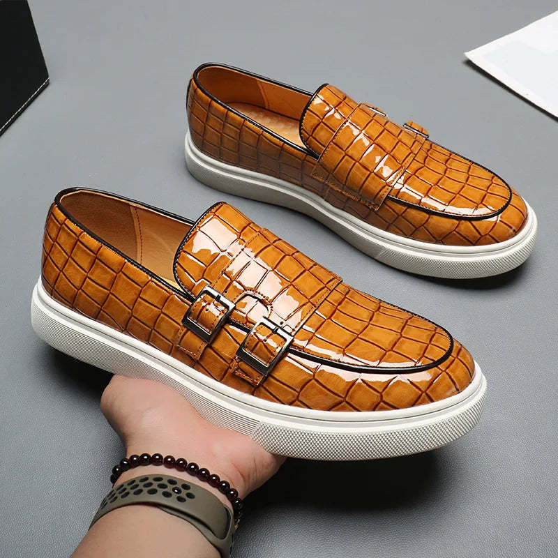 Men's simple side buckle casual loafers