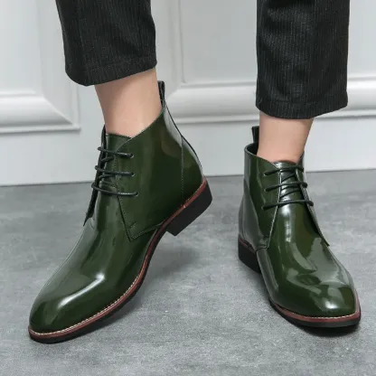 Patent Leather Luxury Brand Chelsea Designer Boots Wedding Dress Formal Man Ankle Business Winter Elegant Shoes for Men Footwear