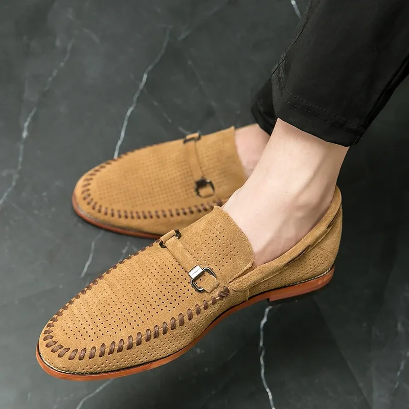 GUYSTEP-mens shoes camel suede moccasins