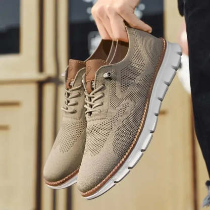 Men top design breathable leather mesh sneakers running shoes