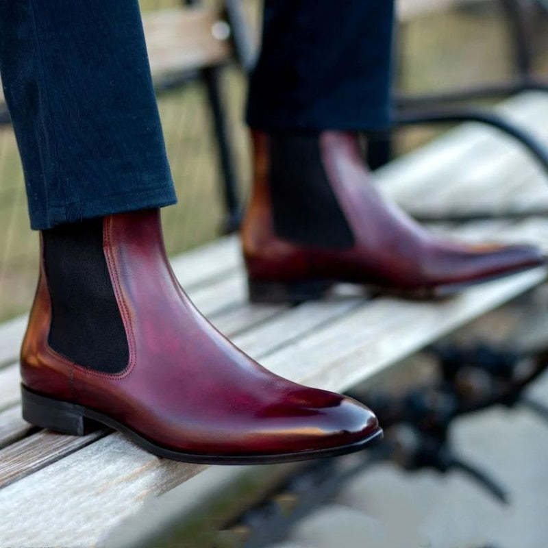 High Quality Red Bottom Chelsea Boots for Men