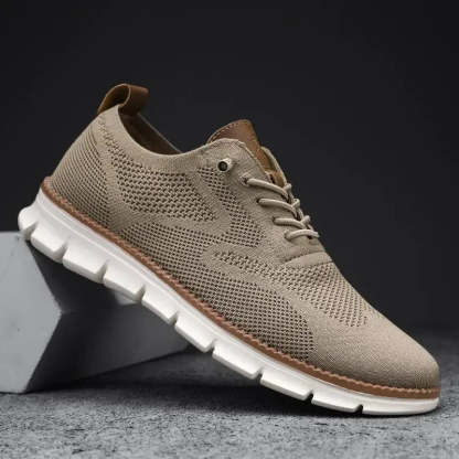 Men top design breathable leather mesh sneakers running shoes