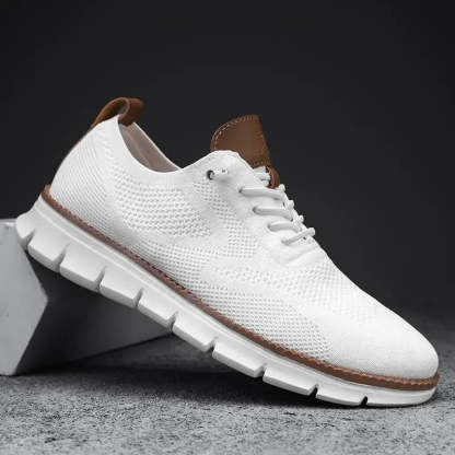 Men top design breathable leather mesh sneakers running shoes