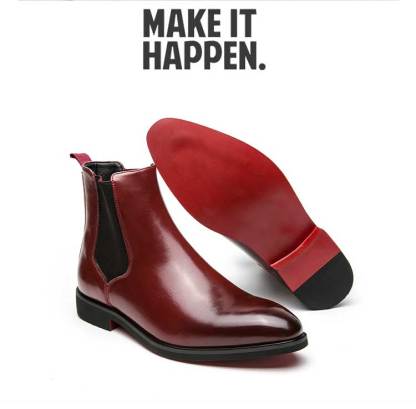High Quality Red Bottom Chelsea Boots for Men