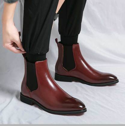 High Quality Red Bottom Chelsea Boots for Men