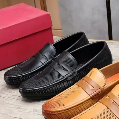 New Style Summer Genuine Leather Men Moccasins Loafers Slip On Hollow Out Breathable Men Soft Casual Leather Shoes Size 38-46
