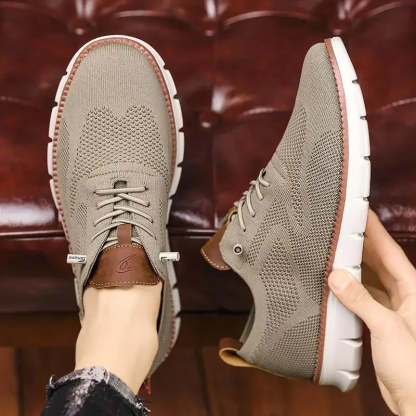 Men top design breathable leather mesh sneakers running shoes