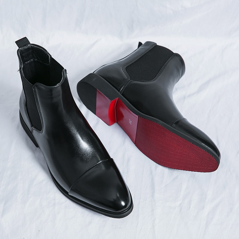 High Quality Red Bottom Chelsea Boots for Men