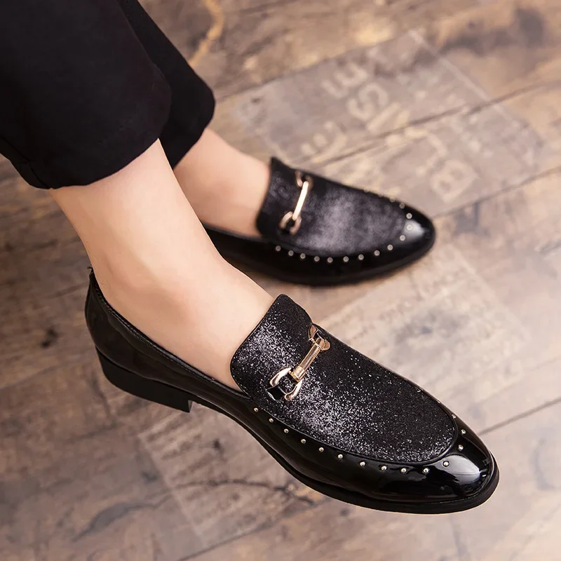 Shiny Leather Luxury Slip on Loafers