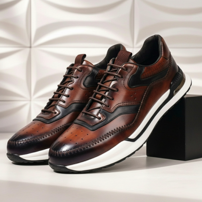 Men’s Premium Cowhide Leather Casual Sneakers – Multiple Colors