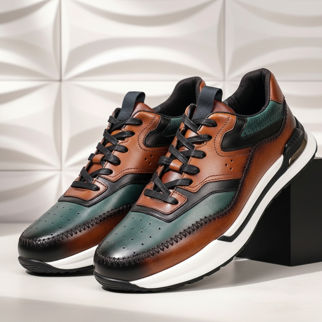 Men’s Premium Cowhide Leather Casual Sneakers – Multiple Colors