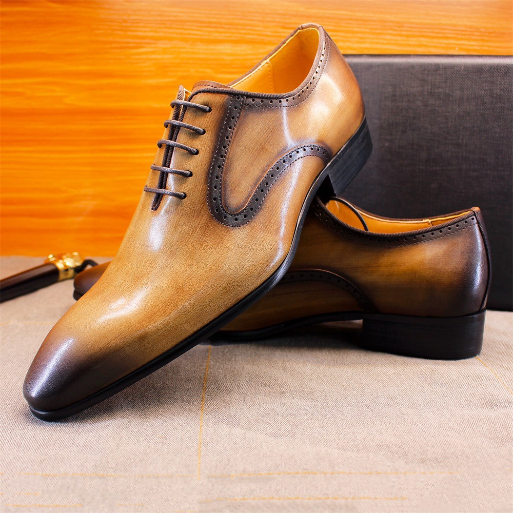 Men's Full-Grain Leather Handcrafted Formal Business Brogue Oxford Shoes
