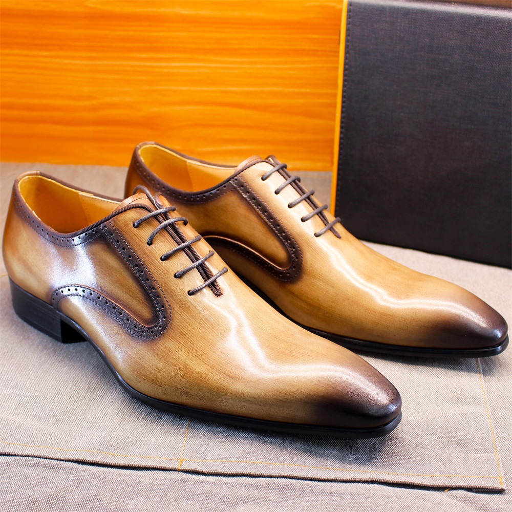 Men's Full-Grain Leather Handcrafted Formal Business Brogue Oxford Shoes