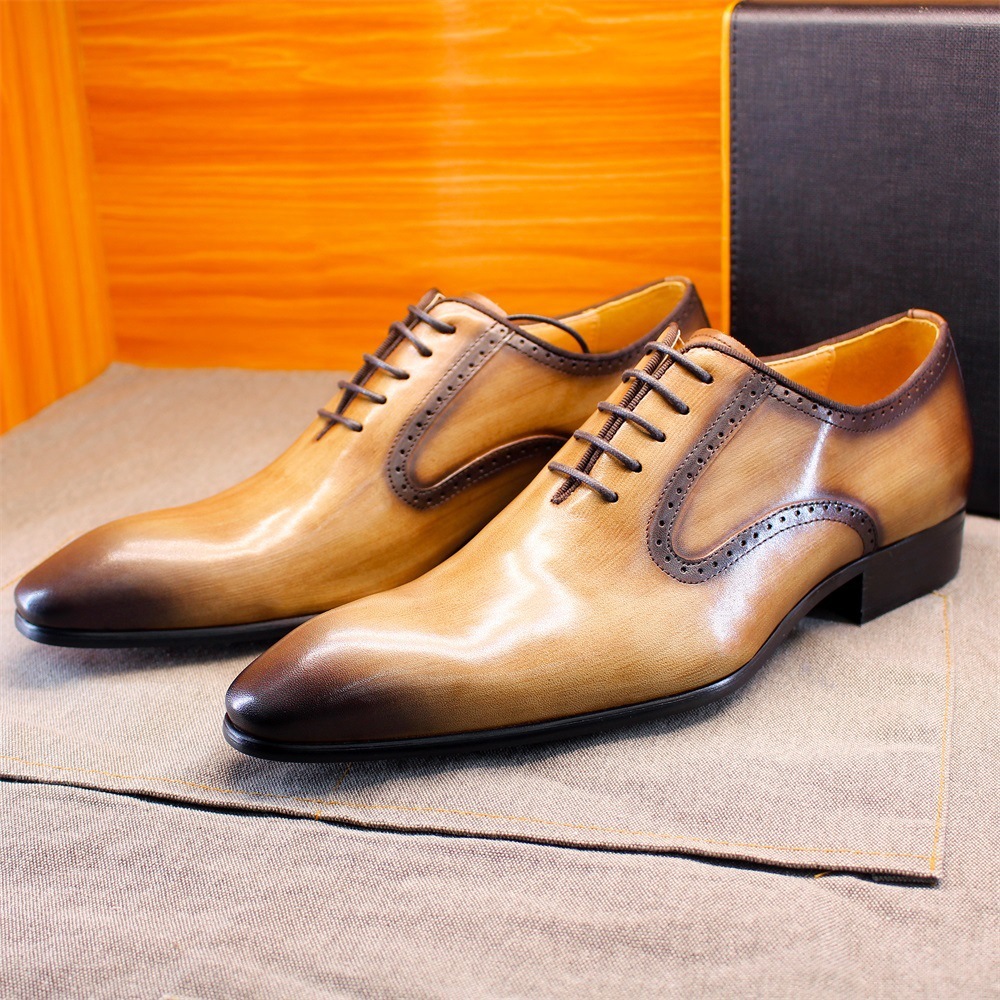 Men's Full-Grain Leather Handcrafted Formal Business Brogue Oxford Shoes