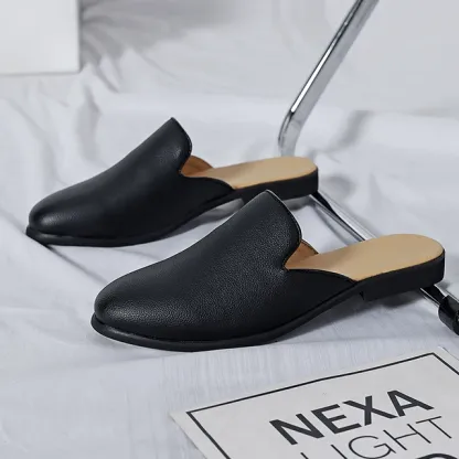 Luxury Tassel Men Slipper Summer Winter Mules Buckle Loafers Mens Leather Retro Flats Heels Party Slippers Slides Slip On Shoes