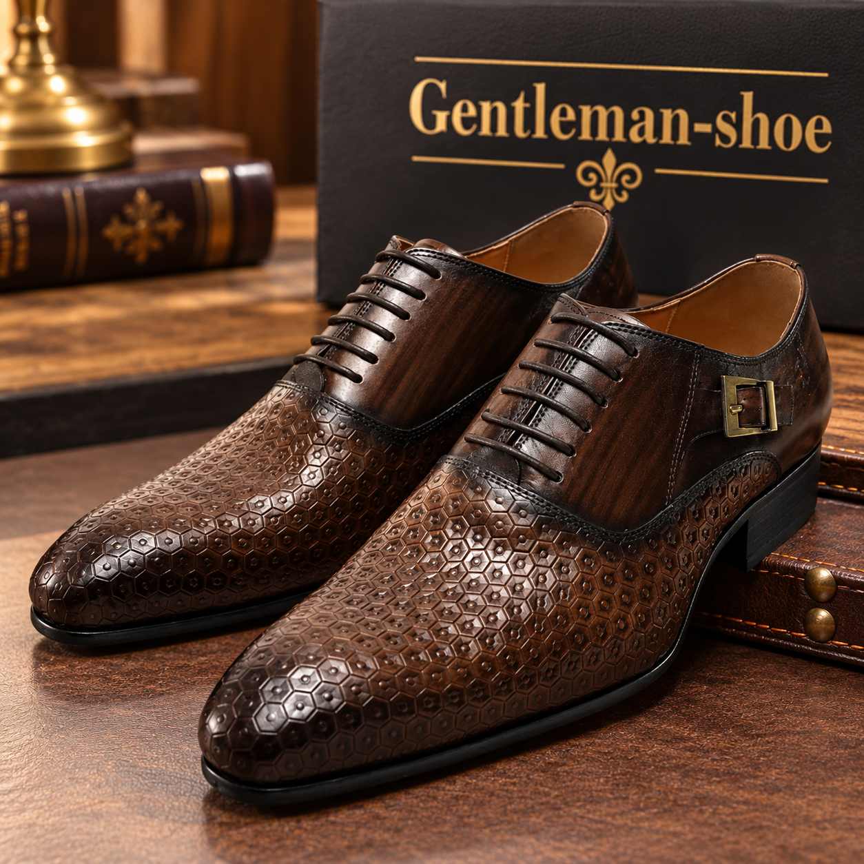 Pointed toe casual lace-up gentleman leather Oxford shoes