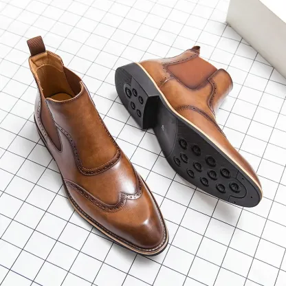 Chelsea Boots for Men Ankle Boots Business Square Toe Slip-On Handmade Mens Boots Free Shipping Size 38-45